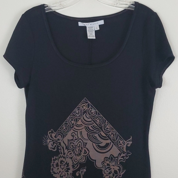 Max Studios Black & Light Brown Dress L - Picture 2 of 8